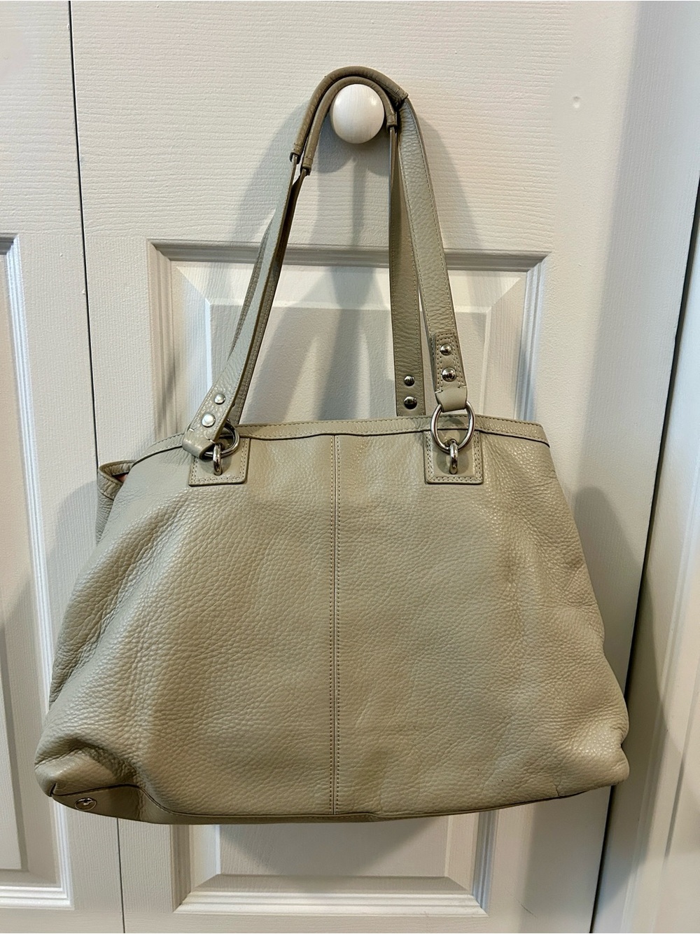 Coach Pebbled Leather Shoulder Bag in Light Taupe - Picture 2 of 5